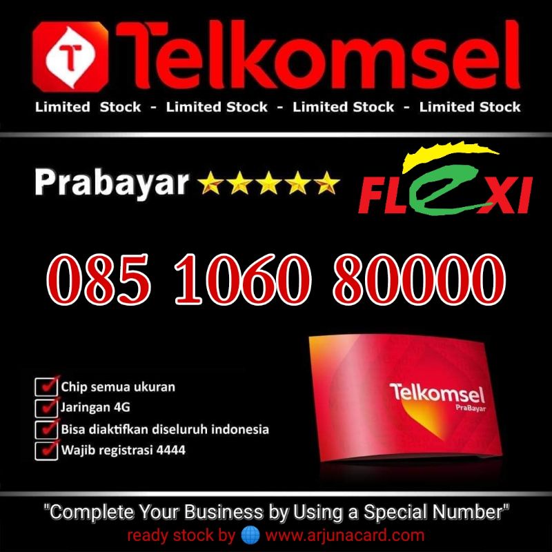 PERDANA NOMER NOMOR CANTIK AS FLEXI 1060 80000 TSEL 4G KWARTET 0000