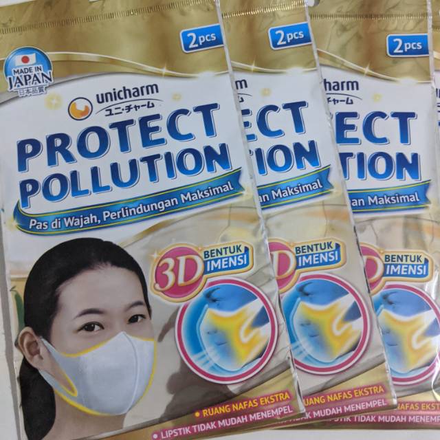 Unicharm Protect Mask 2S , masker ori Jepang model duckbill . 1 pack isi 2 pcs masker