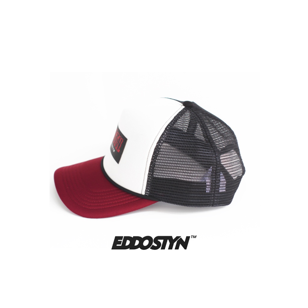 Eddostyn Topi Trucker Jaring Original Distro Pria Dewasa Maron Black