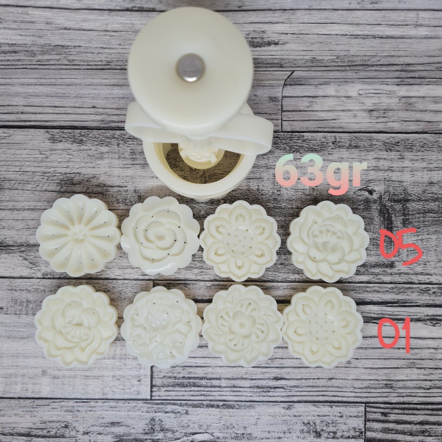 set 4pcs mooncake mold 63gr flower Type A / cetakan kue bulan