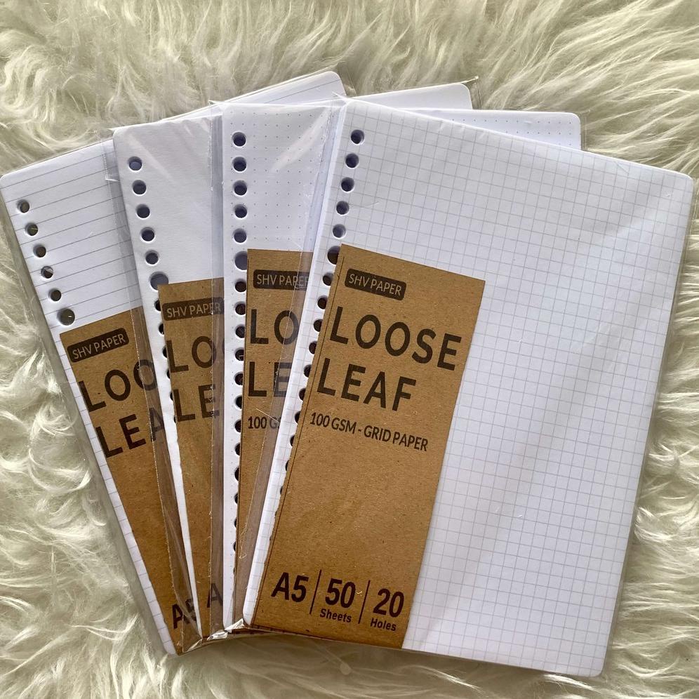 

((BISA COD)) [SHV] Loose Leaf A5 HVS 100gsm/ 80gsm - Grid Dot Lined Blank (Kertas isi/ refill binder kotak titik garis polos)