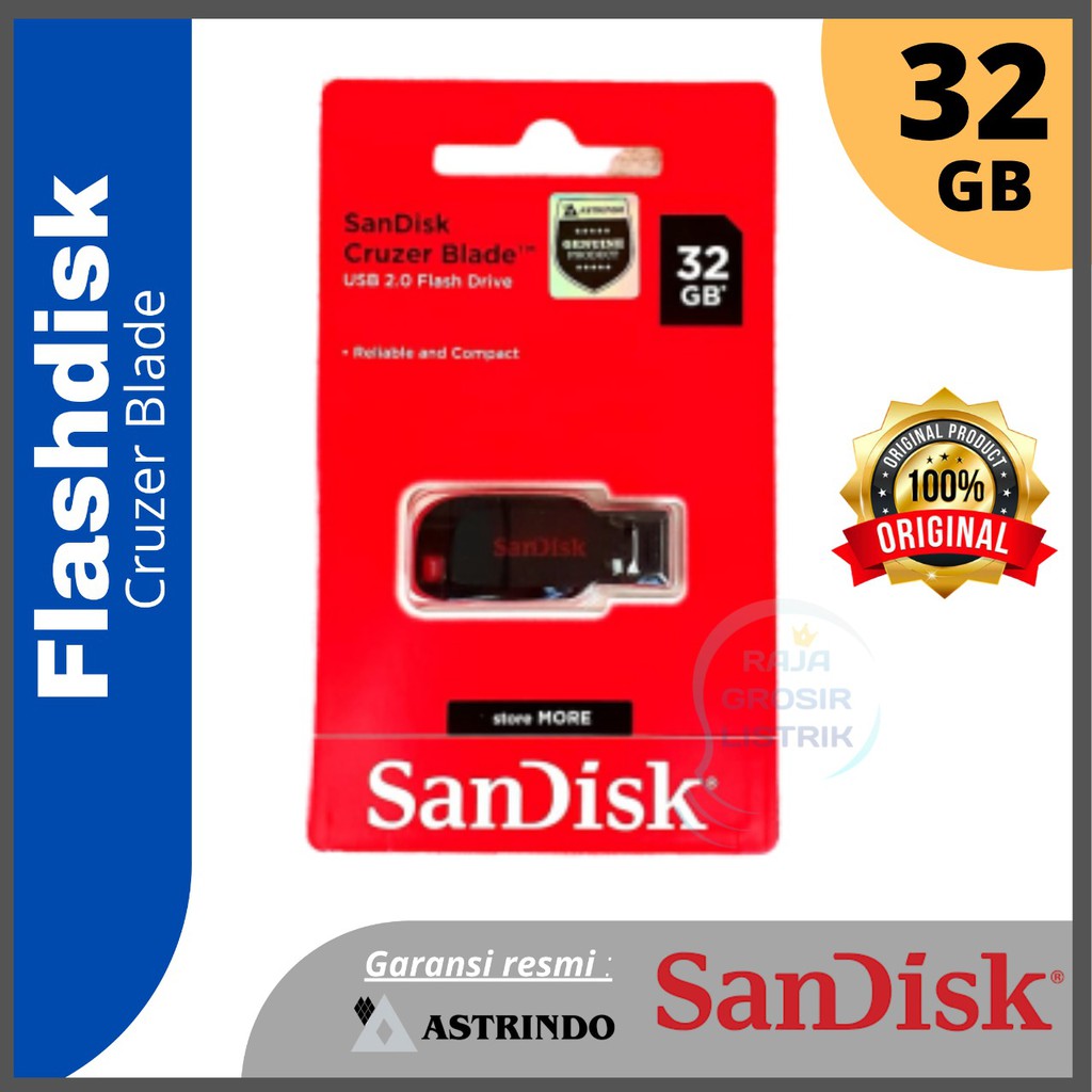 Sandisk Cruzer Blade USB Flashdisk 32 GB ORIGINAL Garansi Resmi Supermurah