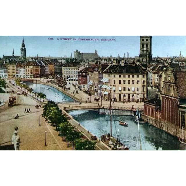 

Kartu Pos Antik A Street In Copenhagen, Denmark.