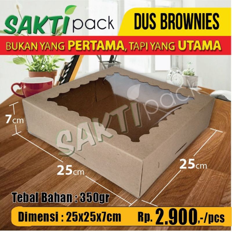 

Dus Brownies / Dus Kue , uk. 25 x 25 x 7 cm. bahan Kraft 350 dengan laminasi plastik