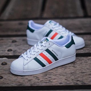 adidas superstar white green orange