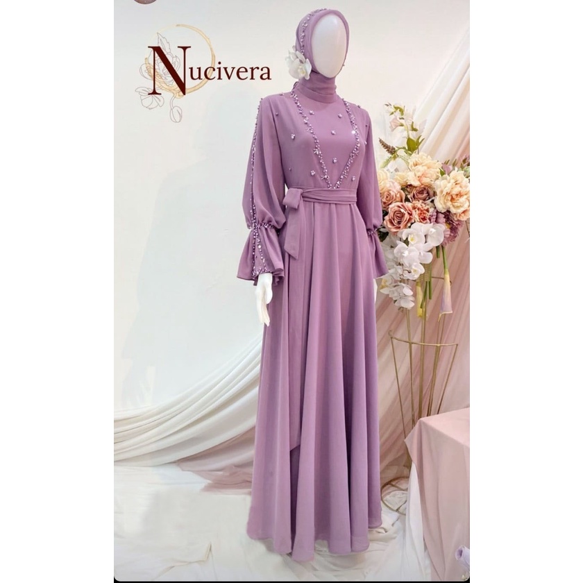 gamis lebaran 2022 model gamis terbaru | Gamis Pesta Brukat Mewah bajumuslim Maxi Naswa bahan maxmar