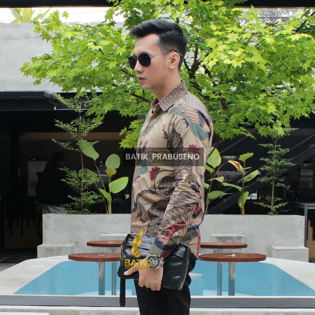 PRADIPTA Kemeja Batik Pria Lengan Panjang Slim Fit  Full Furing Jumbo Modern Premium Hem Atasan Cowok Anak Muda Dewasa Mewah Bahan Katun Printing Tangan Halus Tebal Seragam Kerja Casual Kantor Terbaru 2021 Solo Jakarta COD Formal XXL