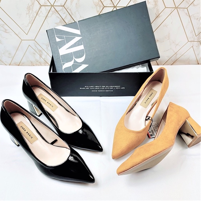 Zara Glossy Plated Basic Heels