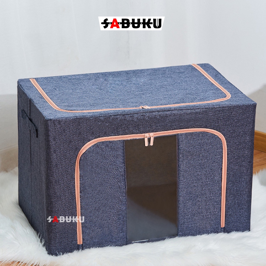 Storage Box 66LDouble Zipper Frame Baja Large Besar Multifungsi tempat Pakaian baju laundry Bed cover Selimut Serbaguna - 242