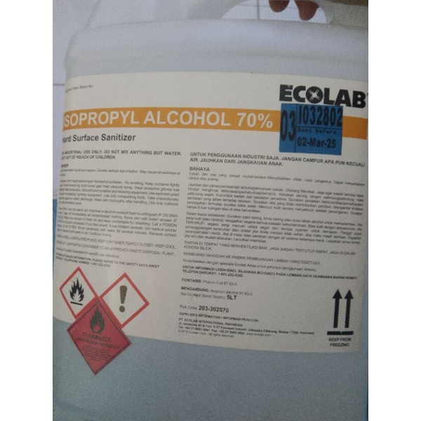 hand sanitizer Ecolab IPA70 Isoproyl alcohol 70%