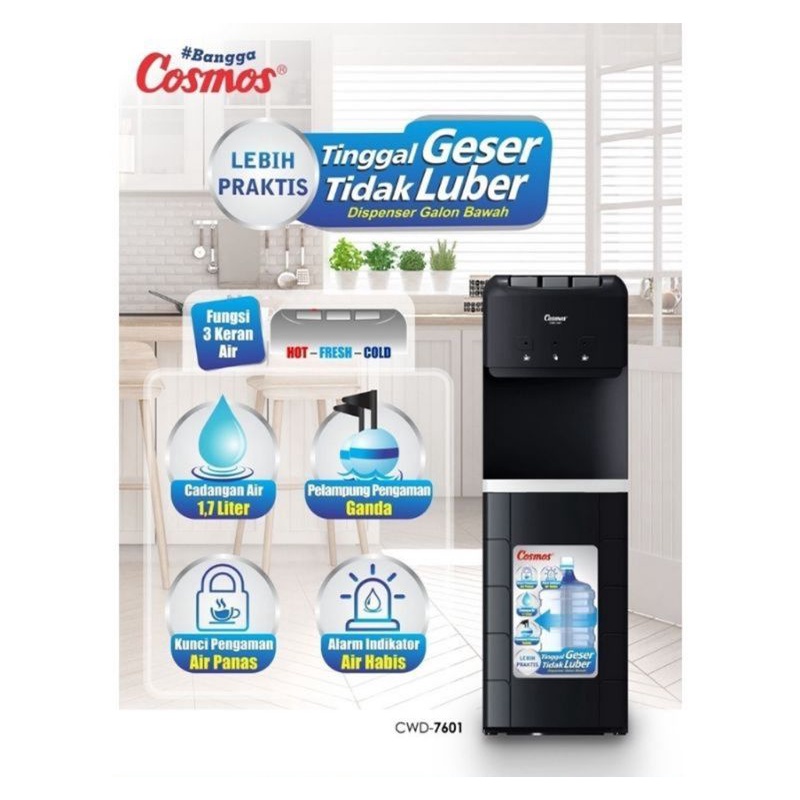 Dispenser Cosmos 3 Kran CWD-7601 Galon Bawah