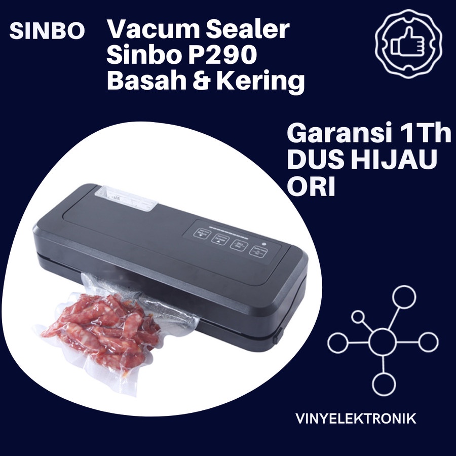 Vacum sealer sinbo makanan basah dan kering otomatis P290 Original DZ-290 / Sinbo Otomatis DZ290