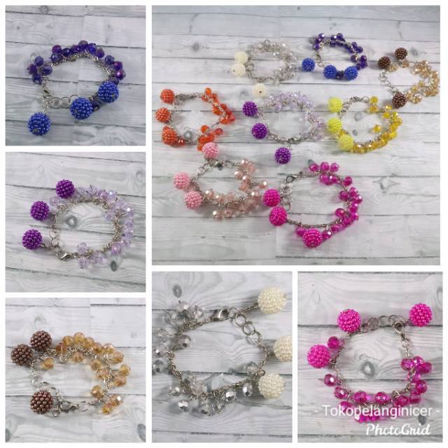 GELANG KRISTAL ANEKA WARNA /Gelang Fashion Wanita Korea/ Gelang Cantik Berry Tokopelanginicer