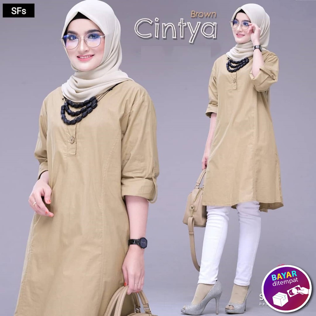 Baju Tunic Muslim Muslimah Cintya Tunik Panjang Atasan Wanita Murah