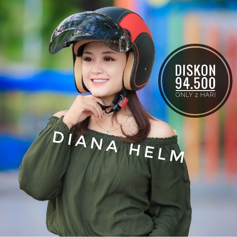 HELM BOGO Full Kulit Retro Klasik Motif Hitam Coklat Merah 