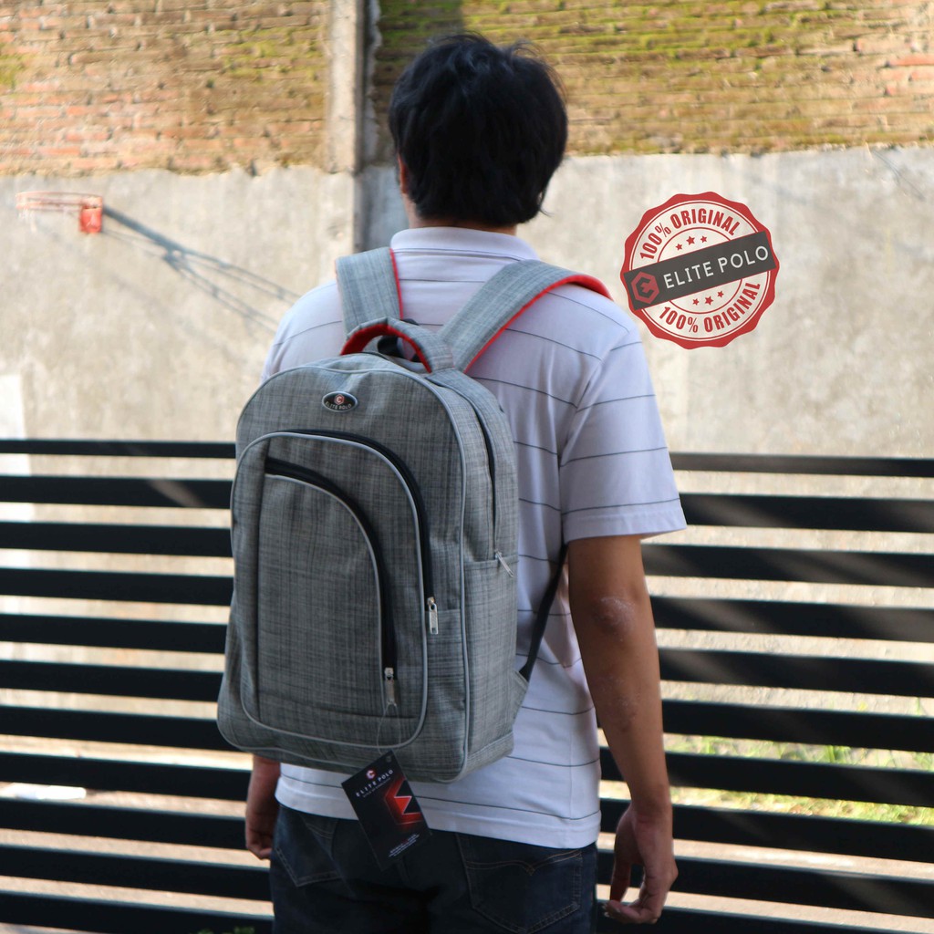 Jual Tas Ransel Laptop Elte Polo Original Sekolah Kuliah Seminar Murah Warna Abu2