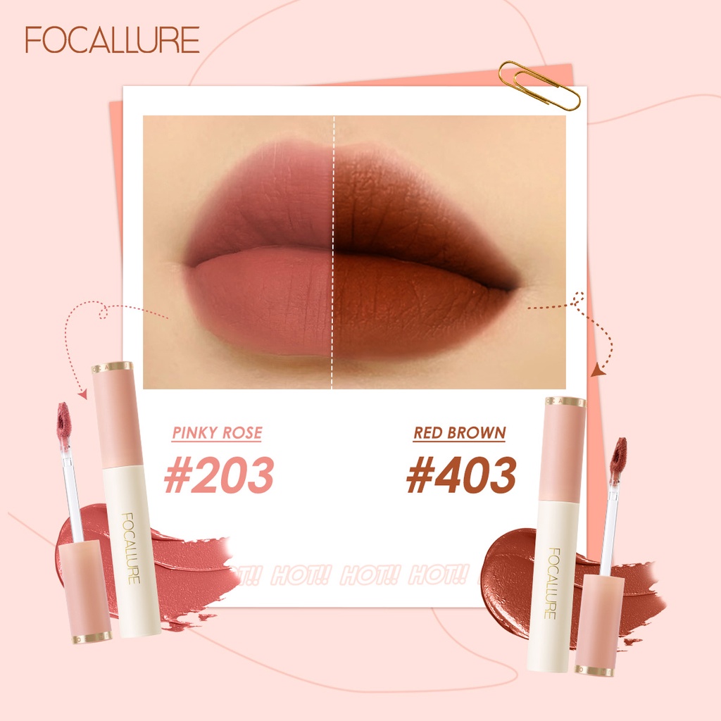 Focallure Nude Lip Cream Lipstik Silky Smooth Lip Cream Velvet-Matte Lipstick- Riasan Super anti udara