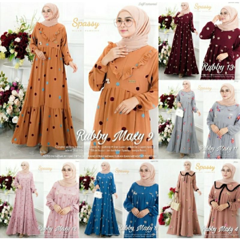 POMPOM GAMIS / DRES POMPOM / MIDI POMPOM / URAGIRI CRINKLE BORDIR POMPOM