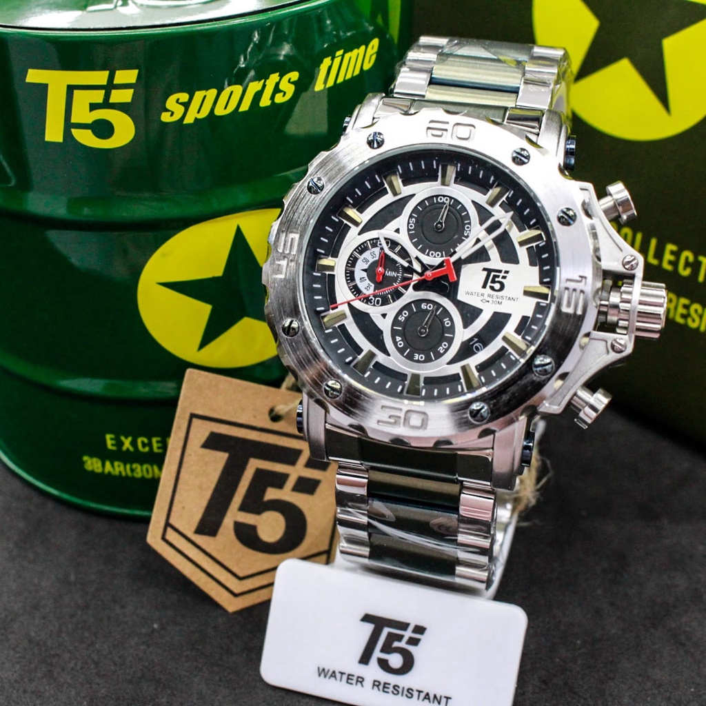 T5 H 3702 original bergaransi Jam tangan pria T5 H3702 rantai crono aktif terbaru