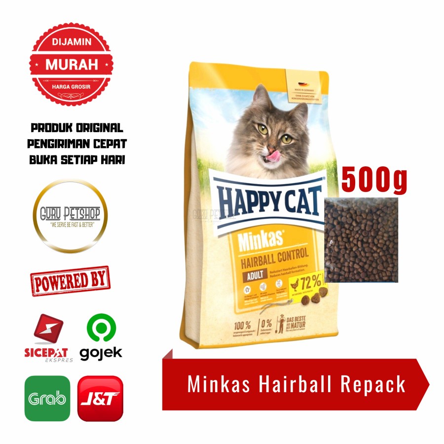 Makanan Kucing Happy Cat Minkas Hairball 500gr Anti Hairball Formula