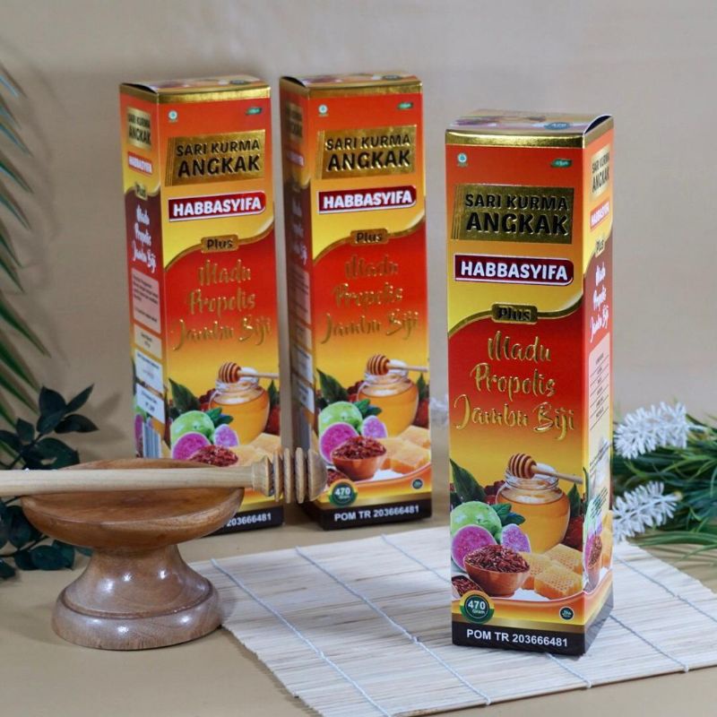 

OBAT DBD | SARI KURMA ANGKAK HABBASYIFA PLUS MADU PROPOLIS JAMBU BIJI I SYIFA HERBAL ALAMI I 470 Gr