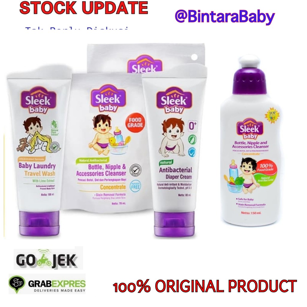 Sleek Baby Travel Size ( Bottle Cleanser Diaper Cream Sabun Cair Sleek Laundry Travel Wash Telon