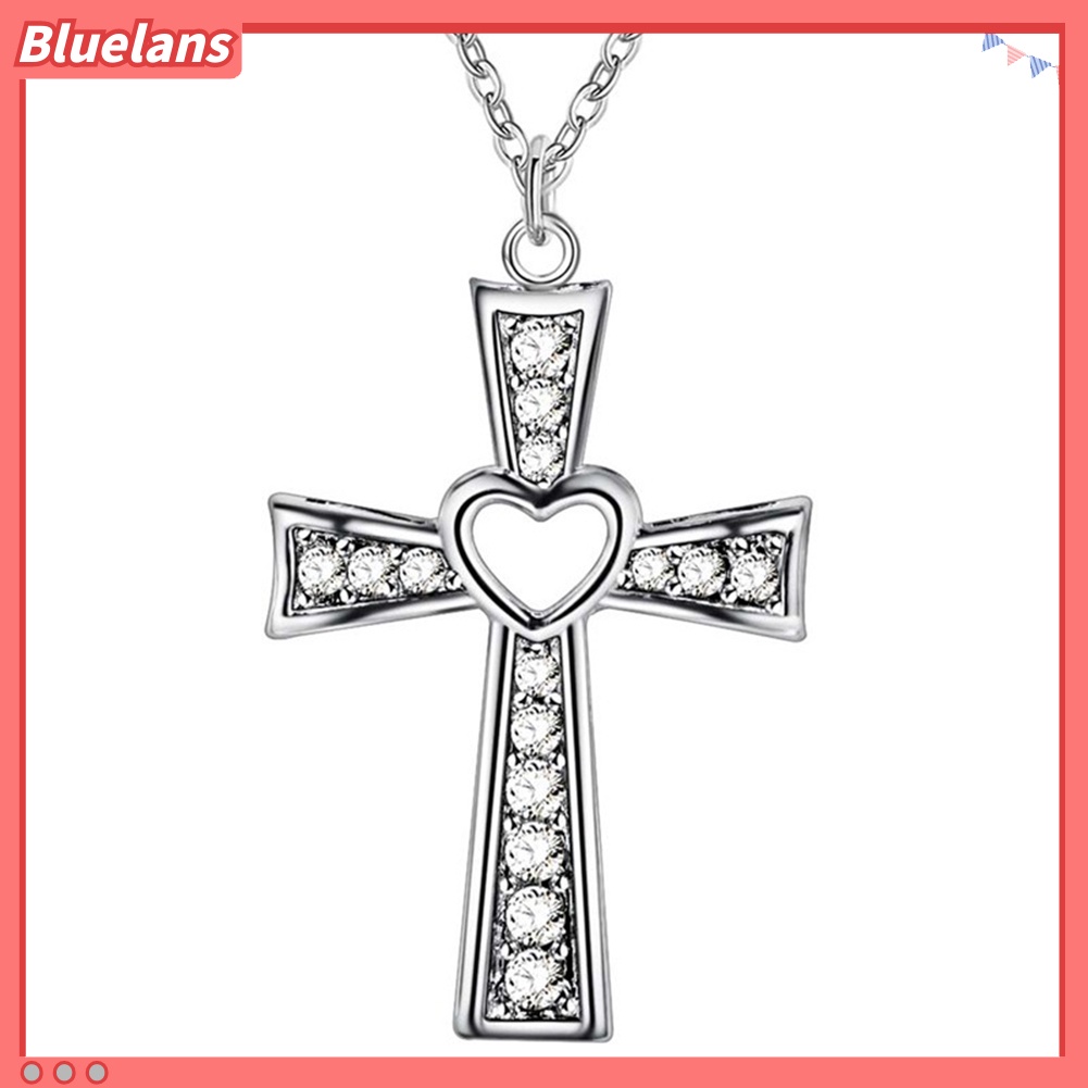 Bluelans Women Men Fashion Cross Necklace Hollow Heart Cocktail Party Wedding Jewelry