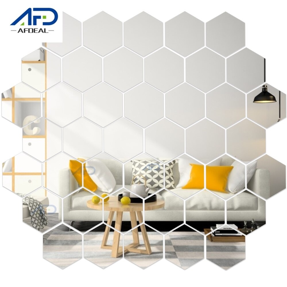 Hexagonal Cermin Tempel Kaca Sticker Segi Enam Hexagon Mirror Acrylic Dekorasi Hijang Akrilik - COD