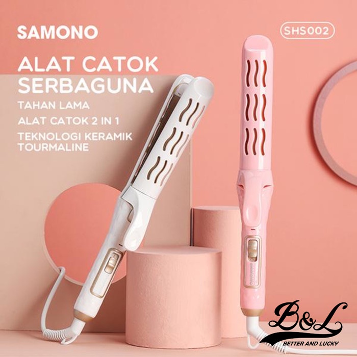 SAMONO Catokan Rambut 2-in-1 Keriting Pelurus Rambut Tourmaline SHS002