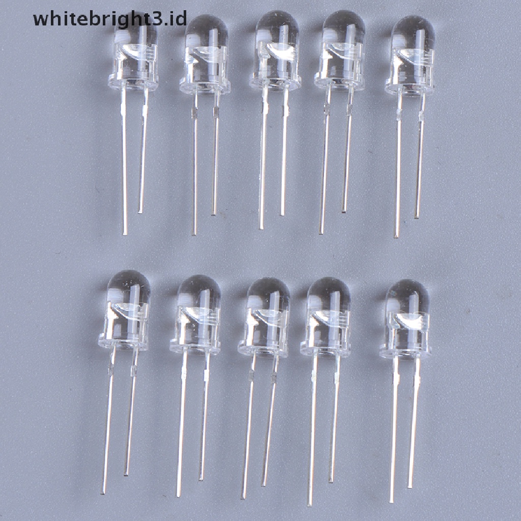 (whitebright3.id) 100 Pcs Lampu LED 5mm Warna Putih / Hijau / Merah / Biru / Kuning