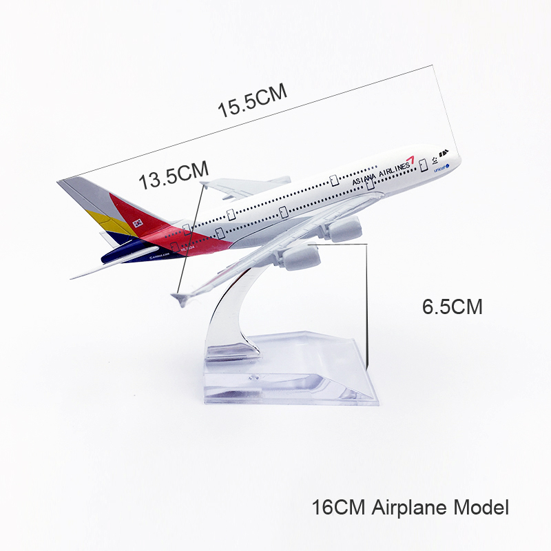 Model Pesawat Terbang Asana Airlines A380 Airbus 380 Bahan Metal Ukuran 16CM