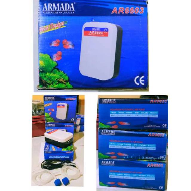 Air Pump aerator AC/DC otomatis 2 lubang Armada AR6603