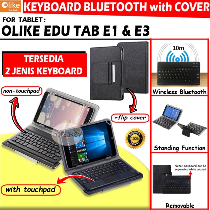 Olike Edutab Edu Tab Tablet E1 E3 8 10 Inch Wireless Bluetooth Blutooth Keyboard Keybord Kibord Touch Track Pad Touchpad Trackpad Flip Case Casing Cover Sarung Kesing Oppo