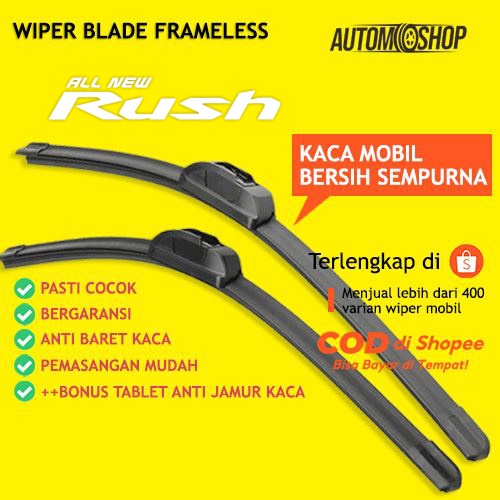 Wiper Kaca mobil Rush / Wiper Terios BONUS Tablet Anti Jamur Kaca