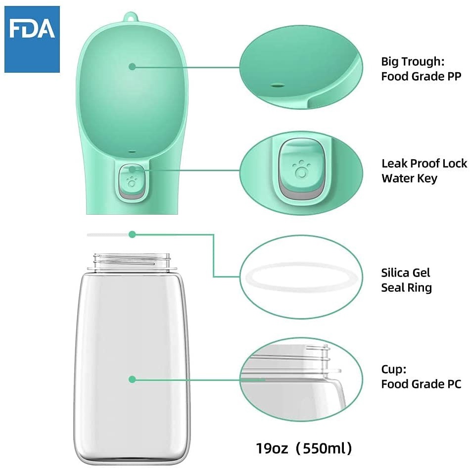 FDA Tempat Minum Anjing Kucing Portable Small Bowl 300ml