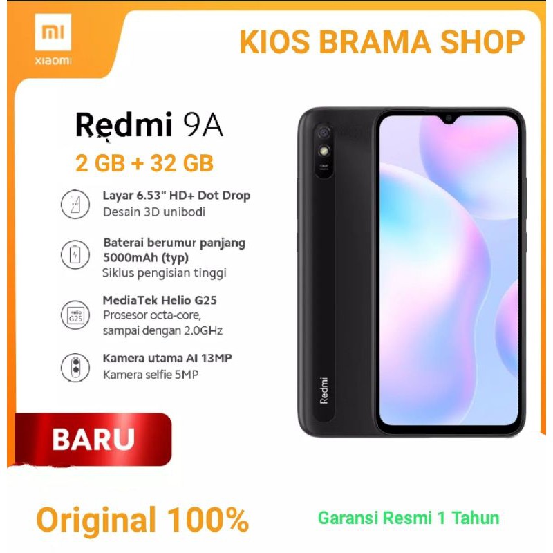 XIAOMI REDMI 9A [ 2GB + 32 GB ] / REDMI 9A 2/32 GB - Garansi Resmi-1