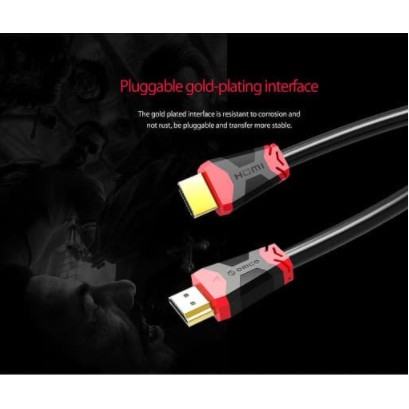 Kabel hdmi 2.0 orico 1m gold 4k 2k 30awg UHD for pc laptop hd303-10 - Cable hdtv 1 meter male-male h