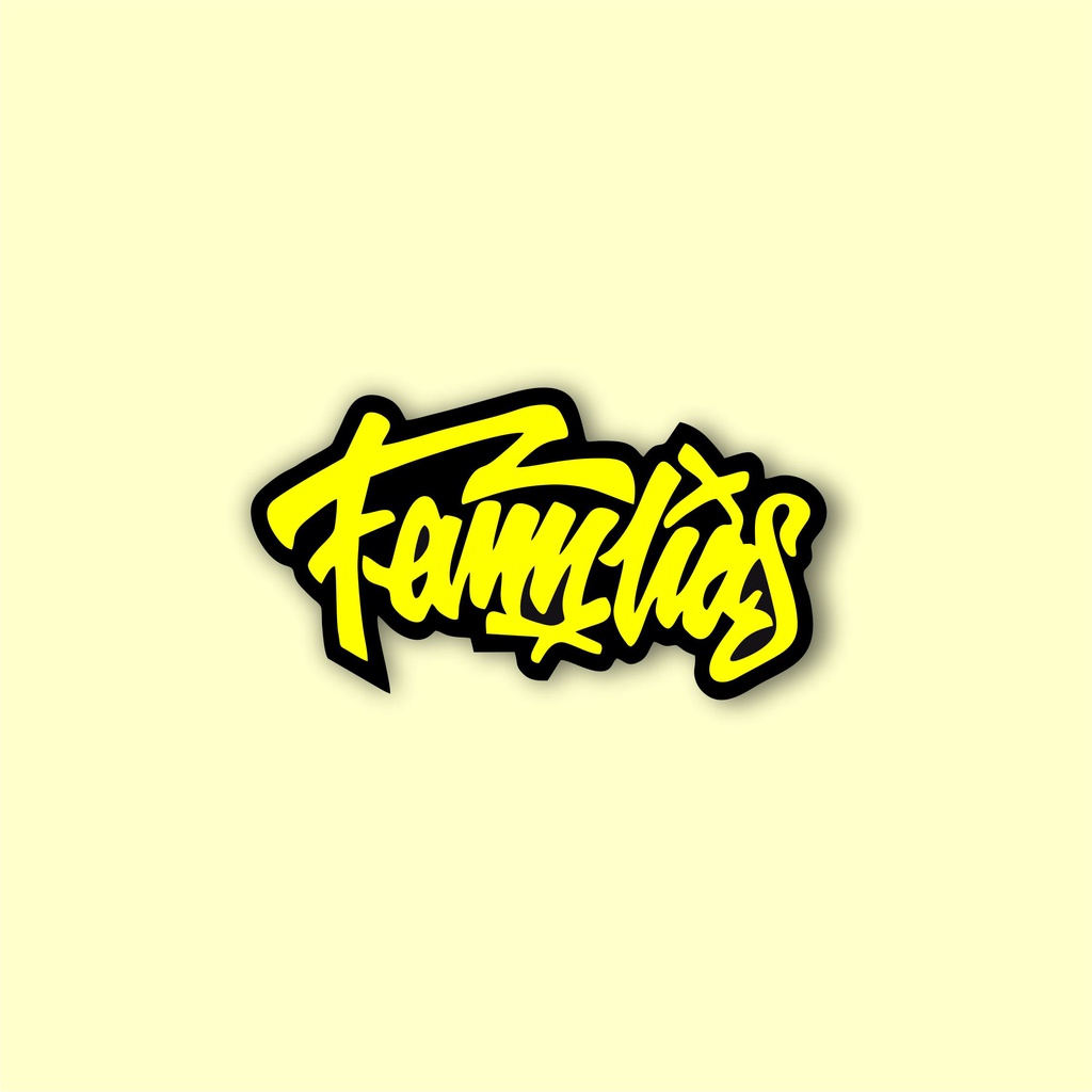 

stiker brand distro murah familias kuning bahan graftac anti air