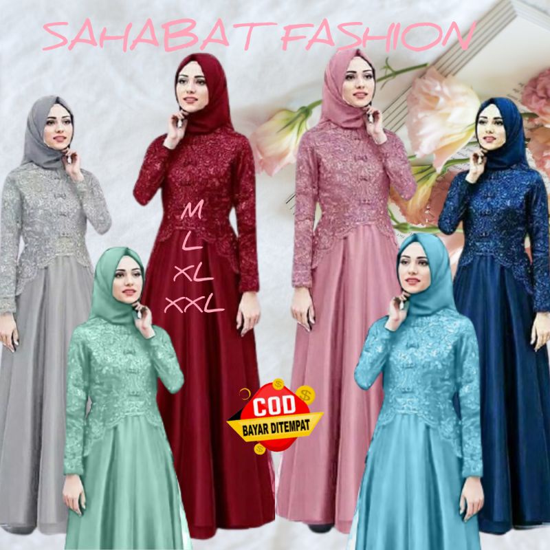 KAELLA BROKAT MAXY - GAMIS KAELLA - GAMIS TERBARU - GAMIS BRUKAT - PAKAIAN MUSLIM WANITA - DRESS