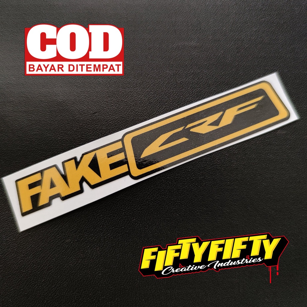 img Stiker Print Cut FAKE CRF Stiker Printing Laminasi Glossy Tahan Air Stiker Motor Mobil Helm Sudah Membentuk Pola Desain