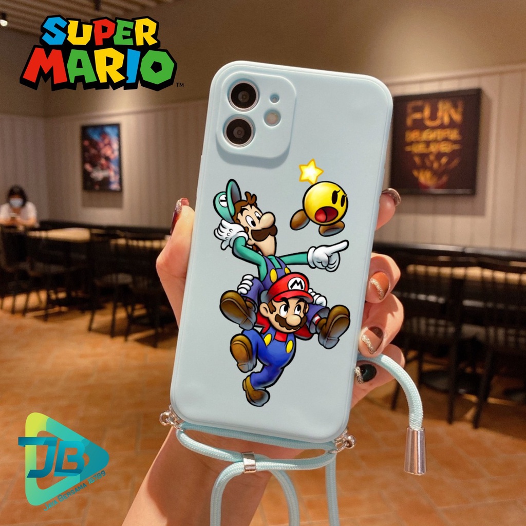 SOFTCASE SILIKON SLINGCASE TALI LANYARD STRAP PHONE MACARON PELINDUNG KAMERA SUPER MARIO OPPO VIVO SAMSUNG XIAOMI REALME IPHONE ALL TYPE JB5527