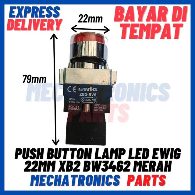 [SWI-9032] PUSH BUTTON LAMP LED EWIG 22MM XB2 BW3462 MERAH