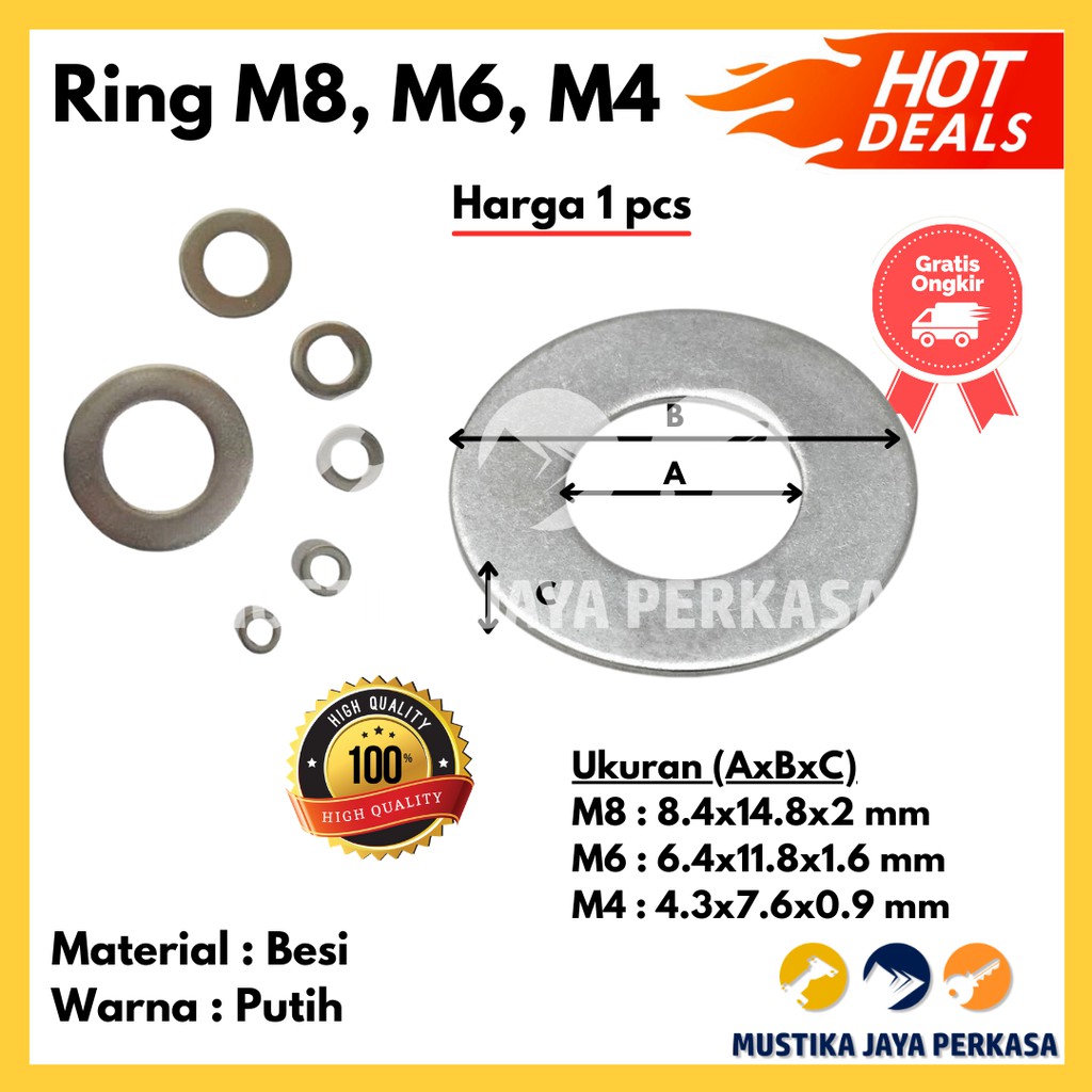 Ring Plat M8 M6 M4 Besi Washer Plate Gasket Veer