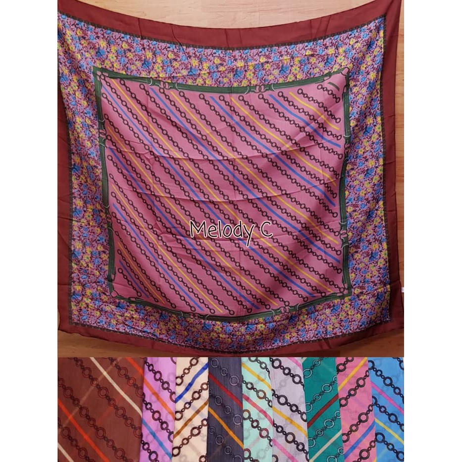 Jilbab Segi Empat Katun Motif Bunga By Melody Plus - C hijab jilbab instan