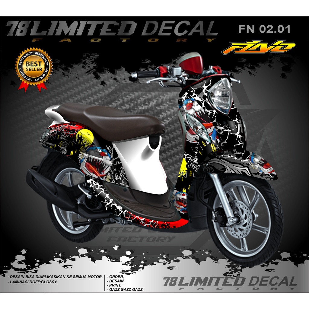 Decal Sticker Fullbody Motor Yamaha Fino Desain Doraemon Zombie
