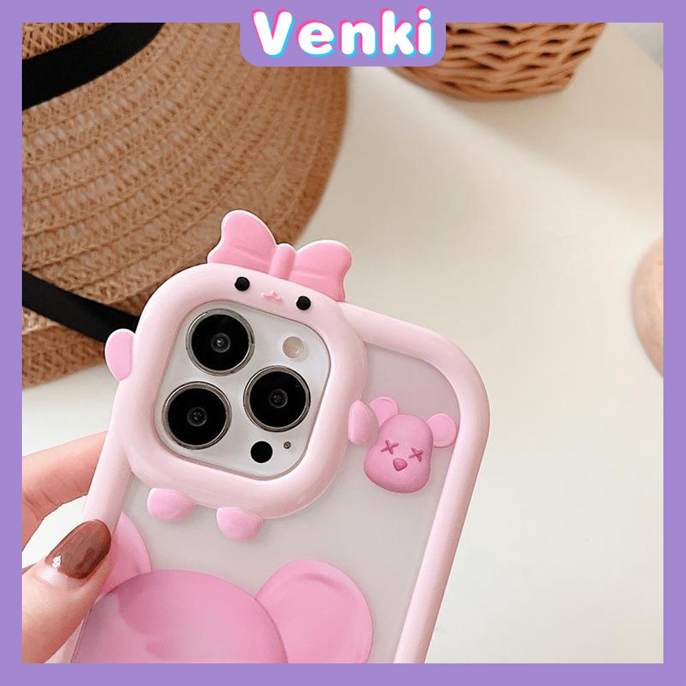 iPhone Case Silicone Soft Case Clear Case Airbag Shockproof Protection Camera Shiny Feel Pink Bear Cartoon Compatible For iPhone 11 Pro Max 13 Pro Max 12 Pro Max 7Plus xr XS Max