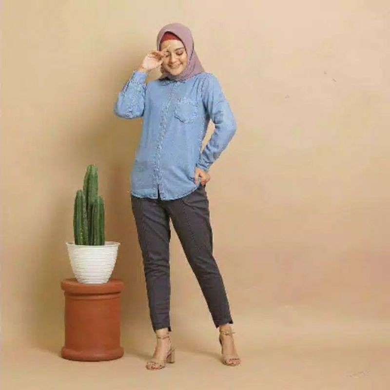 LUNA PENSIL BUTTON PANTS FULL KARET/ BAGGY BUTTON FULL KARET