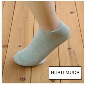 DODORY D060 Kaos Kaki Polos Wanita KaosKaki Spandek Pendek Korea Murah Short Socks-Hijau Muda