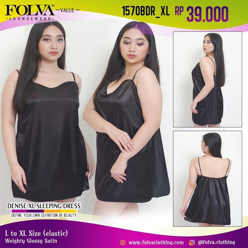 FOLVA Baju tidur wanita dress tanktop satin big size jumbo XL