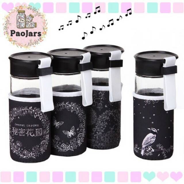 Botol minum sarung / botol minum kaca scret garden / botol minum kaca / botol